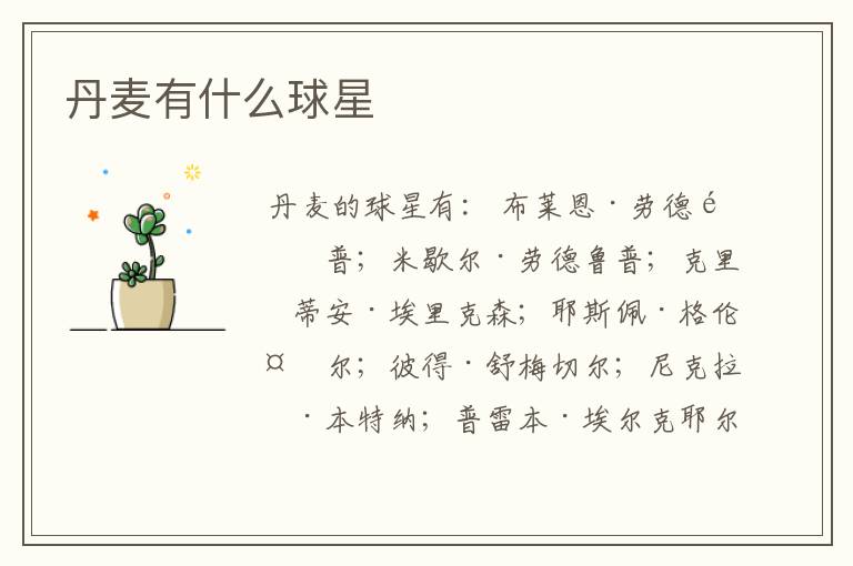 丹麦有什么球星