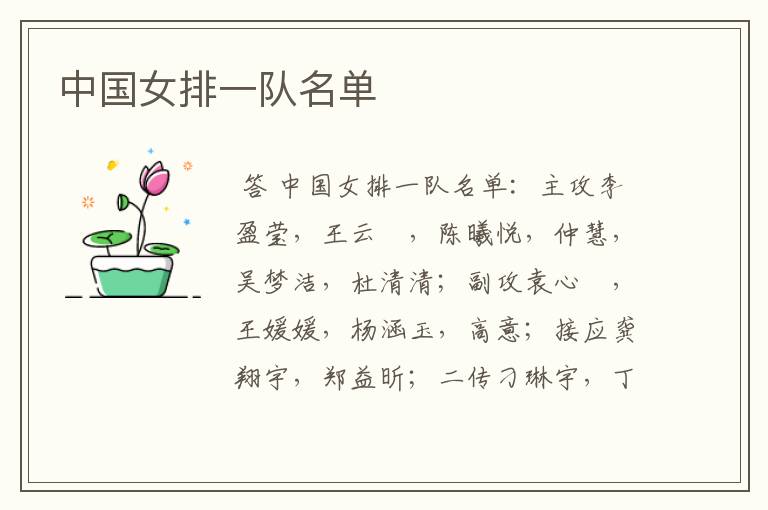 中国女排一队名单
