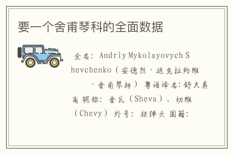 要一个舍甫琴科的全面数据