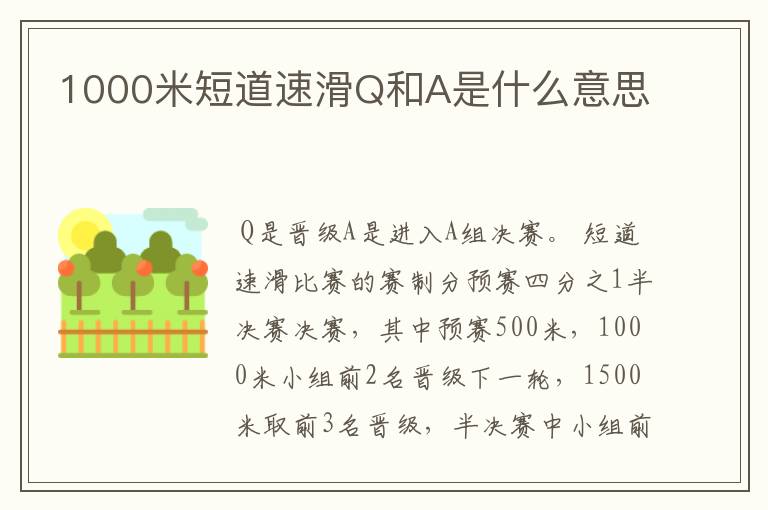 1000米短道速滑Q和A是什么意思