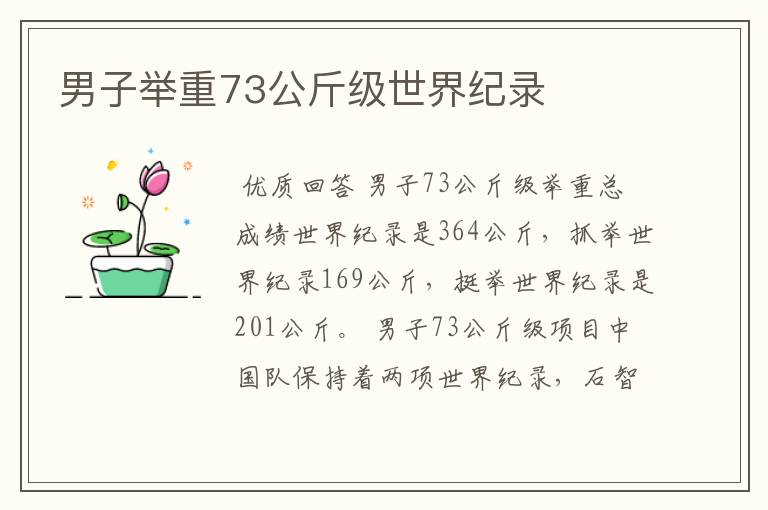 男子举重73公斤级世界纪录