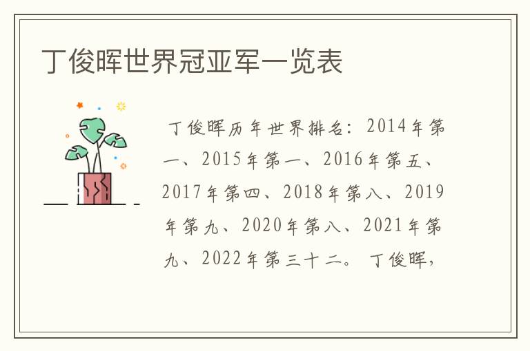 丁俊晖世界冠亚军一览表