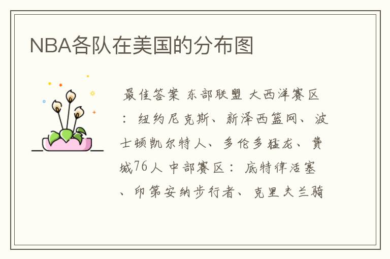 NBA各队在美国的分布图