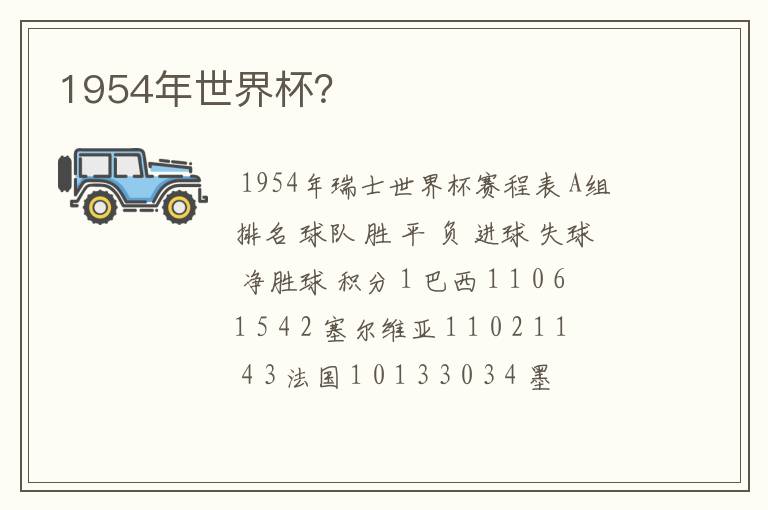 1954年世界杯？