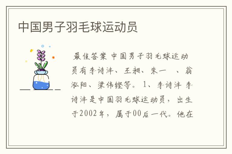中国男子羽毛球运动员
