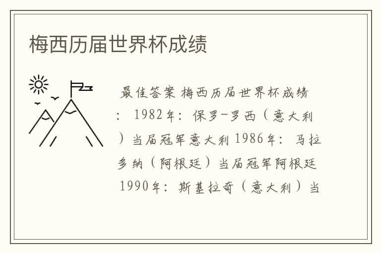 梅西历届世界杯成绩