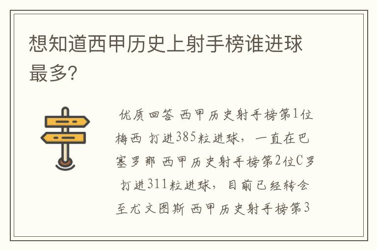 想知道西甲历史上射手榜谁进球最多?