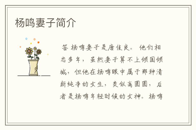 杨鸣妻子简介
