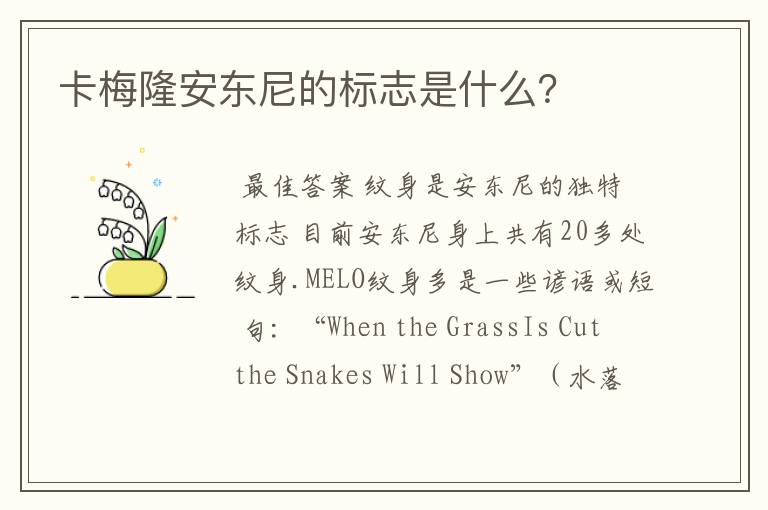 卡梅隆安东尼的标志是什么?