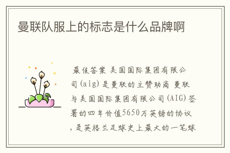 曼联队服上的标志是什么品牌啊