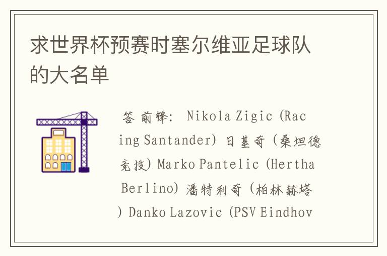 求世界杯预赛时塞尔维亚足球队的大名单