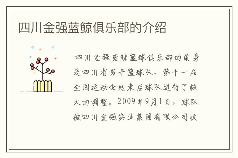 四川金强蓝鲸俱乐部的介绍