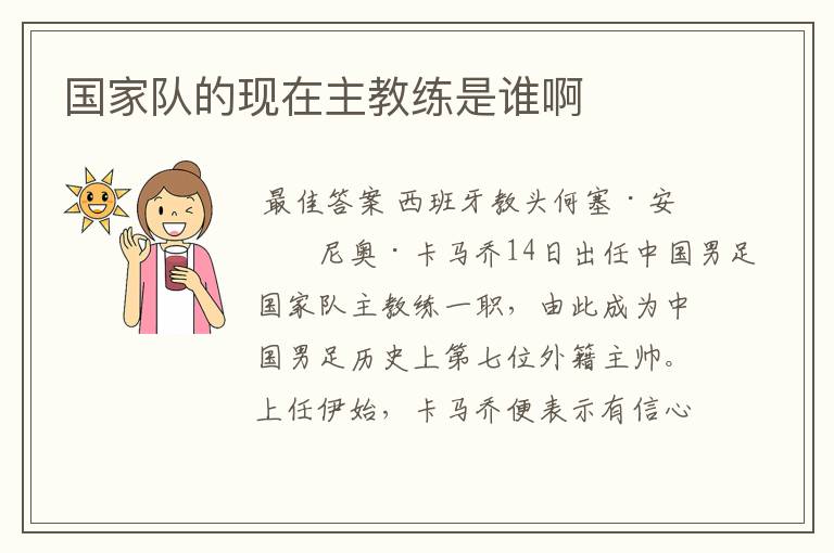 国家队的现在主教练是谁啊