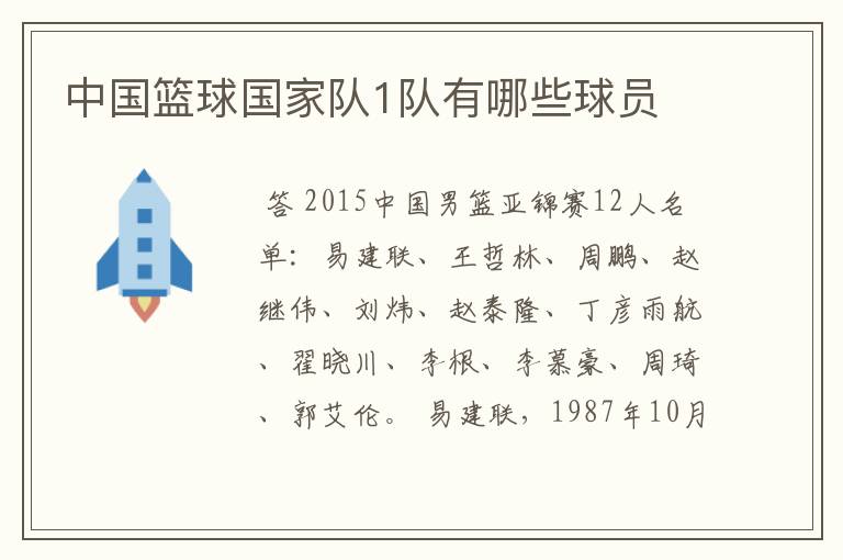 中国篮球国家队1队有哪些球员