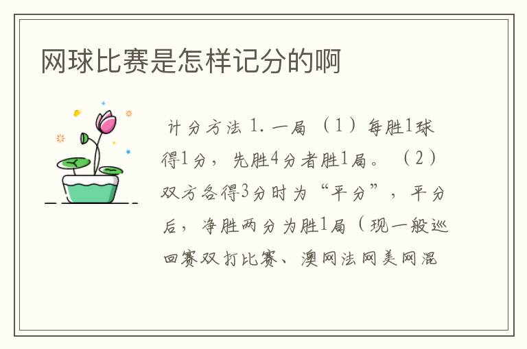 网球比赛是怎样记分的啊