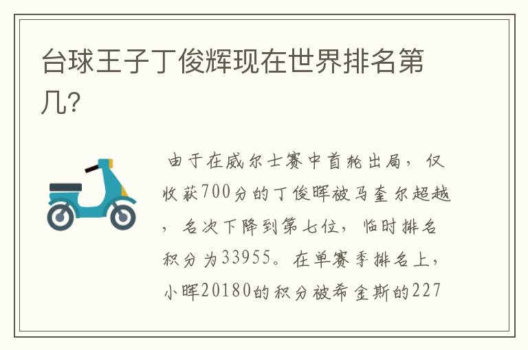 台球王子丁俊辉现在世界排名第几?
