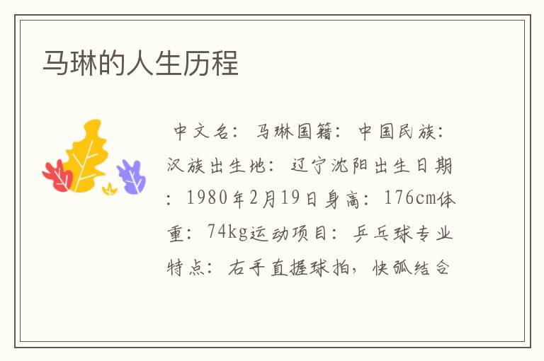 马琳的人生历程
