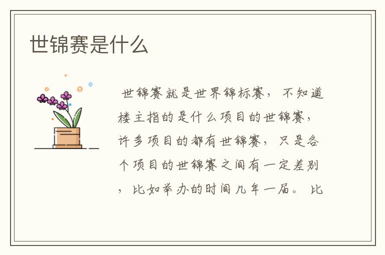 世锦赛是什么