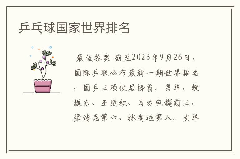 乒乓球国家世界排名