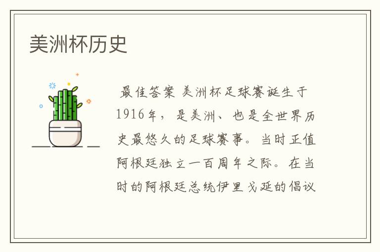美洲杯历史