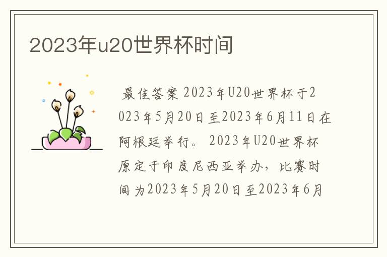 2023年u20世界杯时间