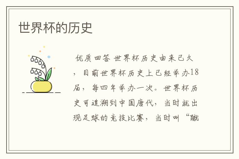世界杯的历史