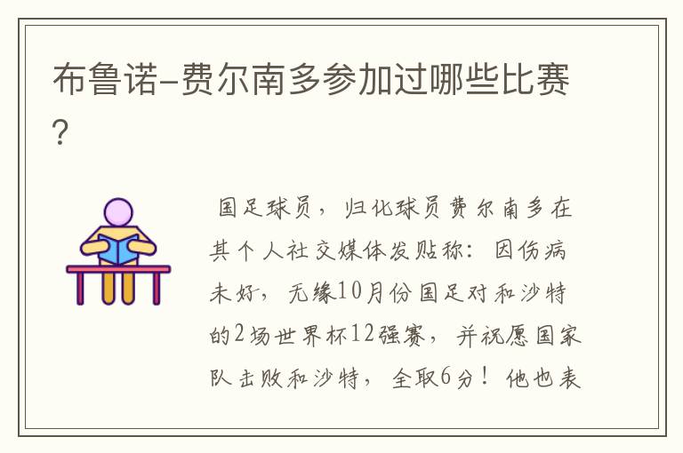 布鲁诺-费尔南多参加过哪些比赛?