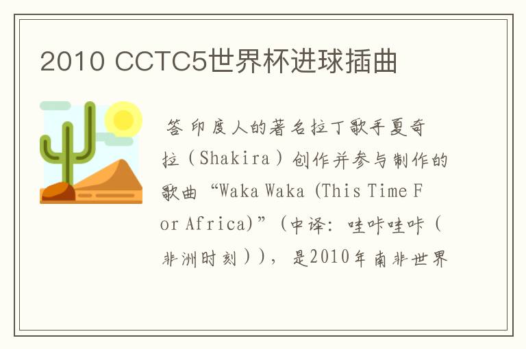 2010 CCTC5世界杯进球插曲