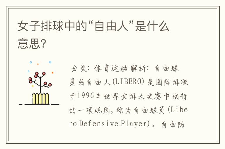 女子排球中的“自由人”是什么意思?