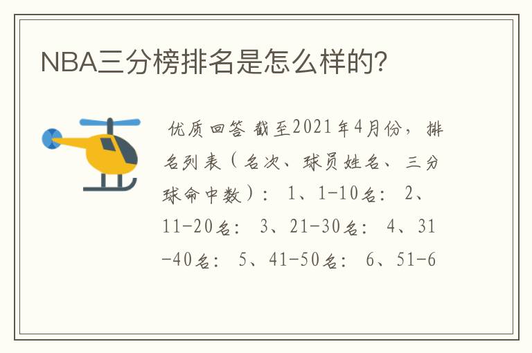 NBA三分榜排名是怎么样的?