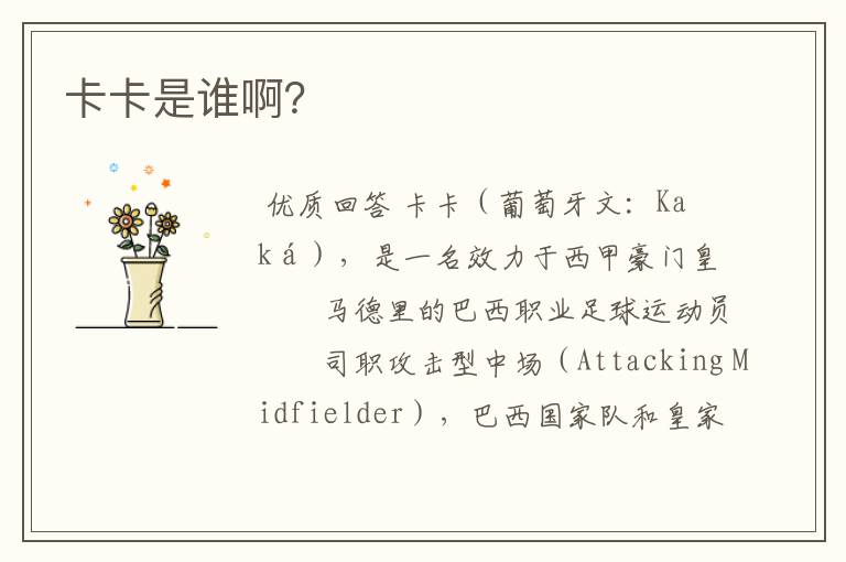 卡卡是谁啊?