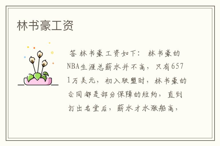 林书豪工资