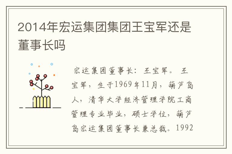 2014年宏运集团集团王宝军还是董事长吗
