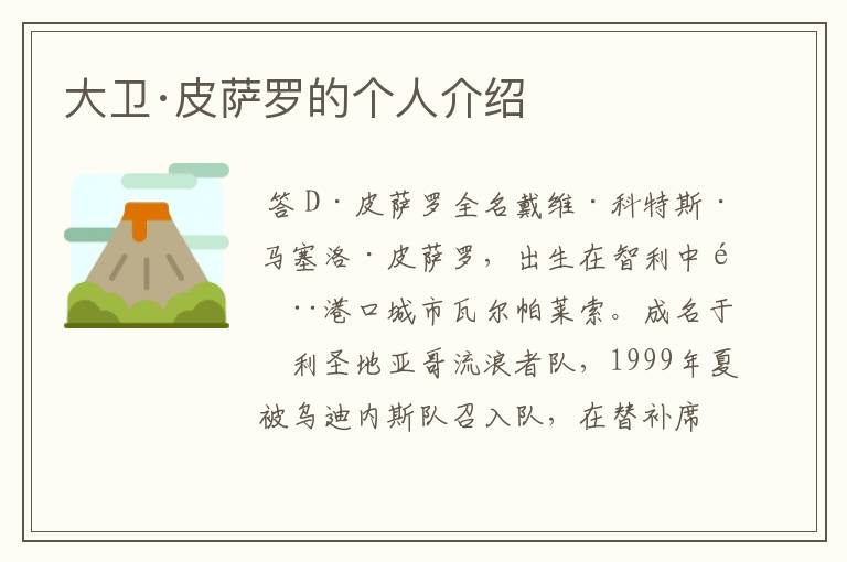 大卫·皮萨罗的个人介绍