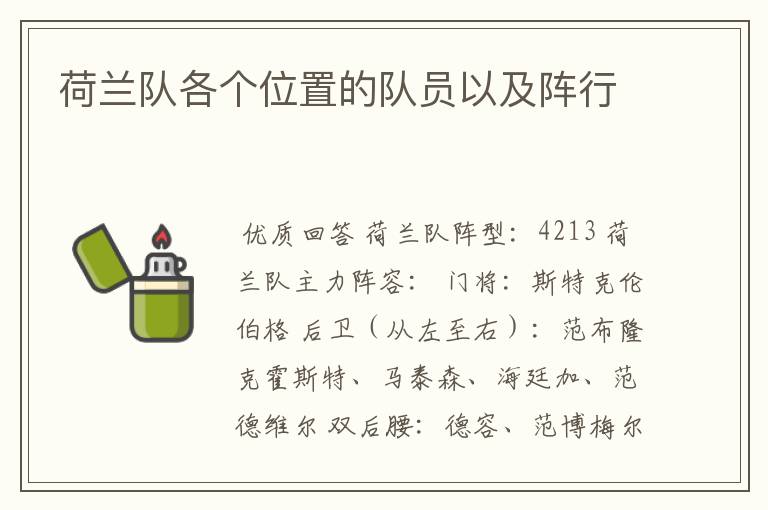 荷兰队各个位置的队员以及阵行