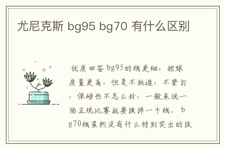 尤尼克斯 bg95 bg70 有什么区别