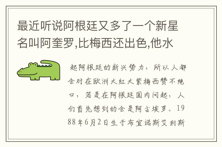 最近听说阿根廷又多了一个新星名叫阿奎罗,比梅西还出色,他水平怎样?