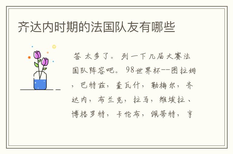齐达内时期的法国队友有哪些