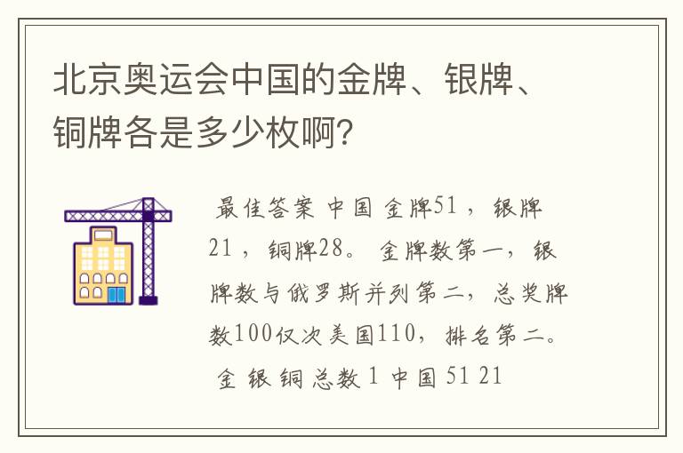 北京奥运会中国的金牌、银牌、铜牌各是多少枚啊?