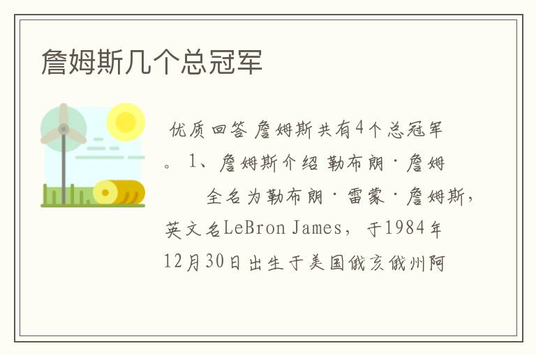 詹姆斯几个总冠军