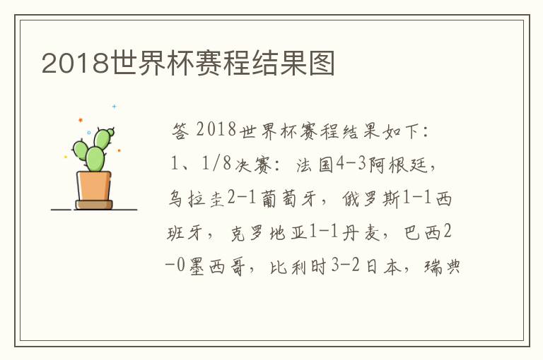 2018世界杯赛程结果图
