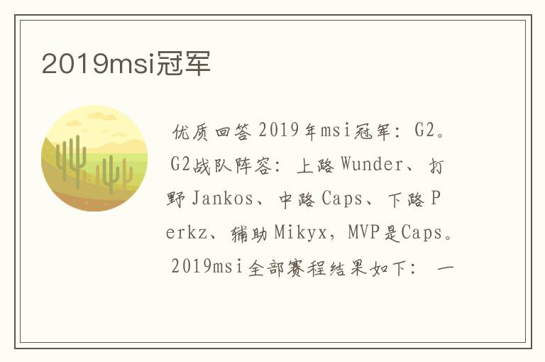 2019msi冠军
