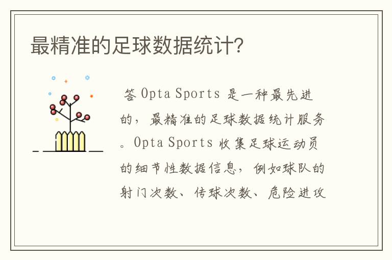 最精准的足球数据统计?