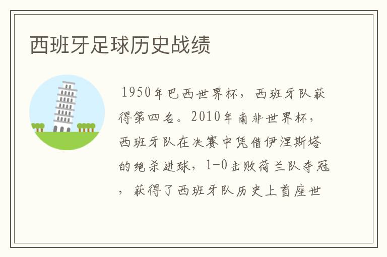 西班牙足球历史战绩