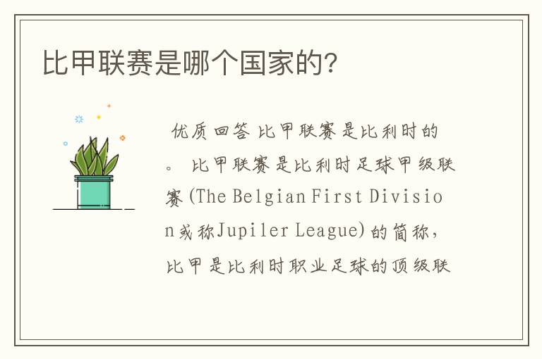 比甲联赛是哪个国家的?