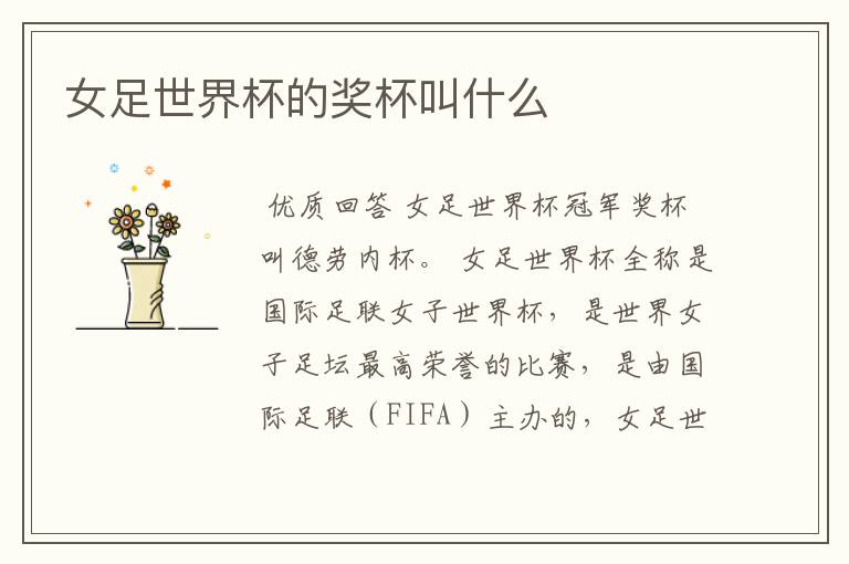 女足世界杯的奖杯叫什么