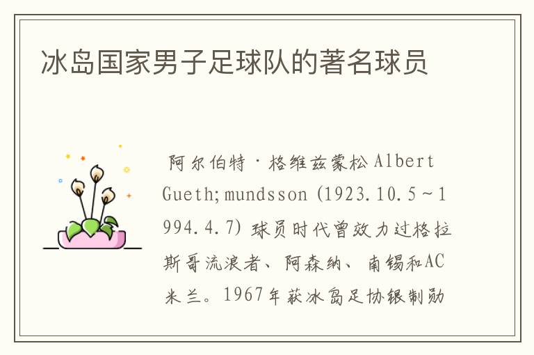 冰岛国家男子足球队的著名球员