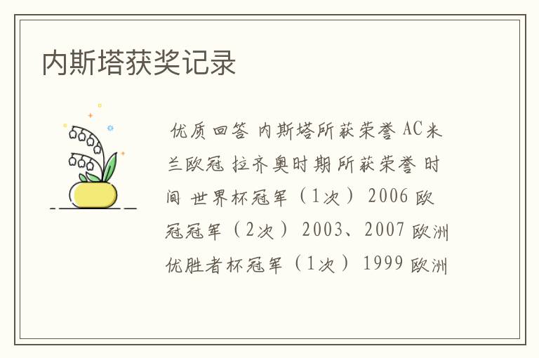 内斯塔获奖记录