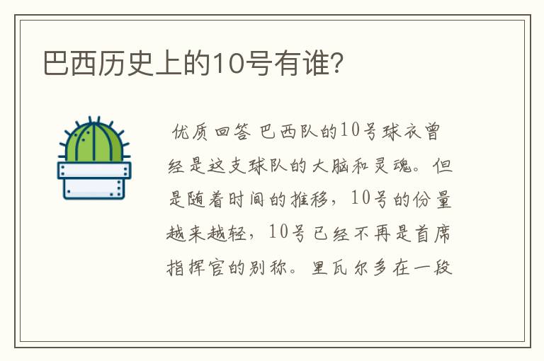 巴西历史上的10号有谁?