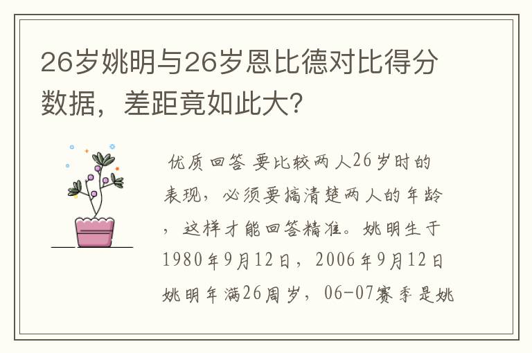 26岁姚明与26岁恩比德对比得分数据,差距竟如此大?